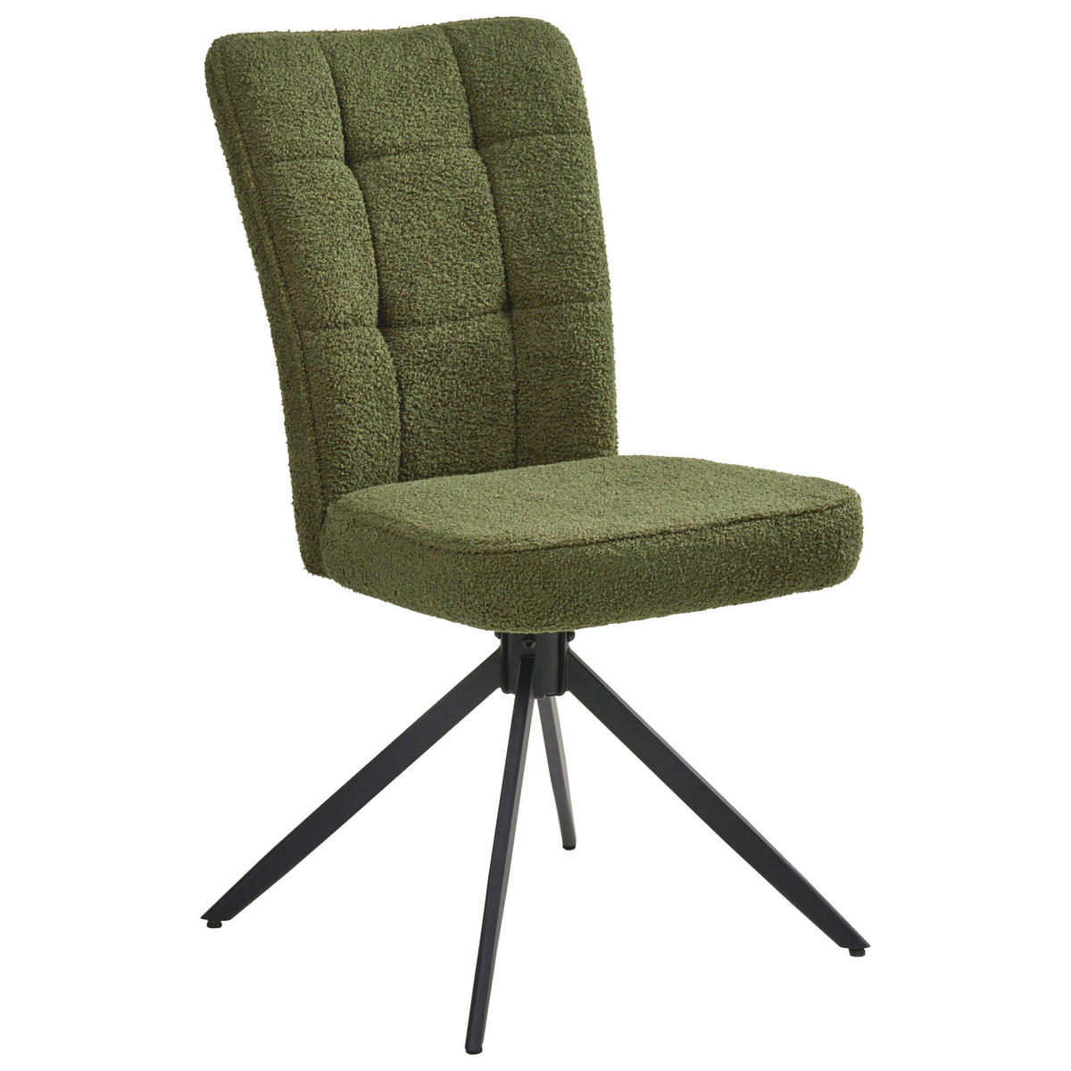 ESSZIMMERSTUHL 2er-Set drehbar Bouclé Grün Ryan - Grün, Textil (51/91/69cm) - Beliani