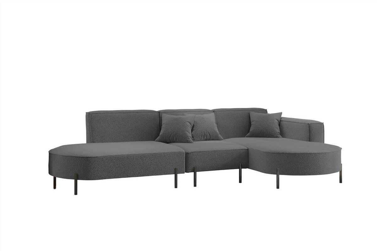 ECKSOFA Valencia - Dunkelgrau, Holzwerkstoff/Textil (321/165cm) - Fun Möbel