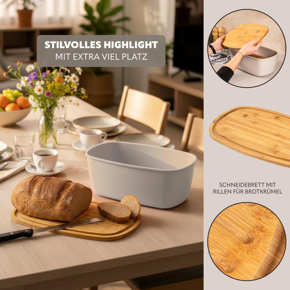 BROTKASTEN, grau - Grau, Kunststoff (22.5/13.5/37cm) - bremermann