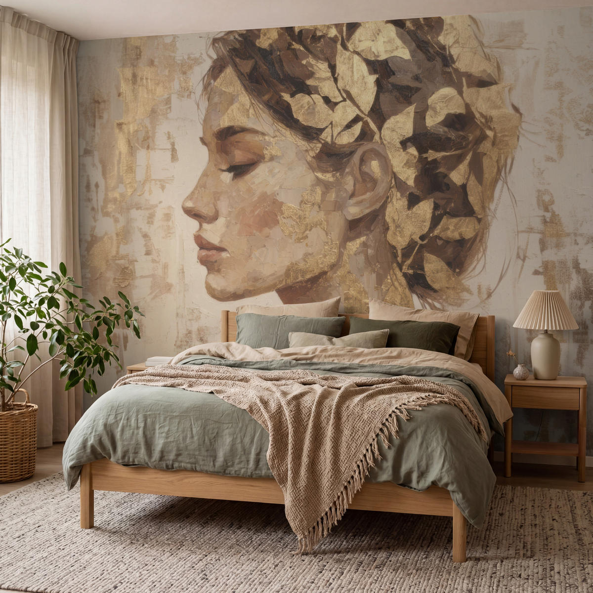 TAPETE - Frau - Gold - Abstrakt - Textur - 300x220 cm - Goldfarben, Papier (300/220cm) - OnlyWow
