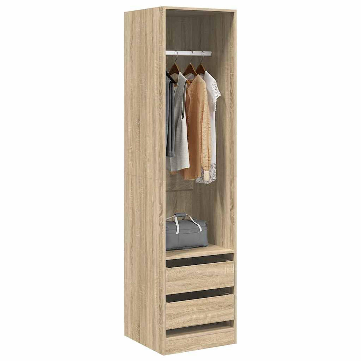 KLEIDERSCHRANK Dunn 50/50/200 cm - Braun, Holzwerkstoff (50/200/50cm) - Nettlife