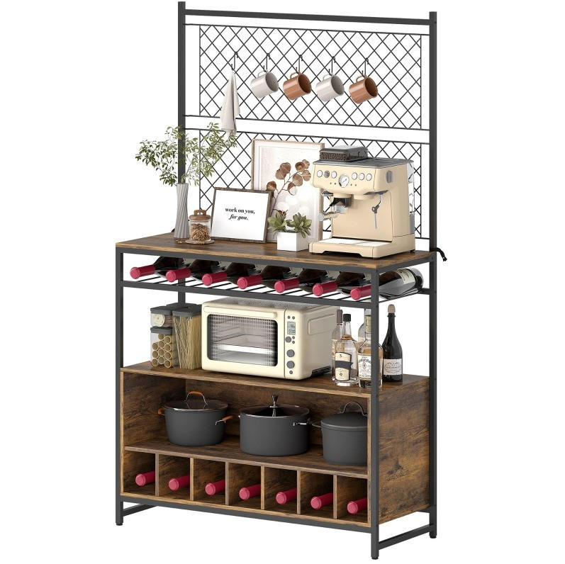 BUFFET 96,5 cm Braun aus Holz mit Weinregal - Braun, Holz (38/165/96.5cm) - OKMYHOME