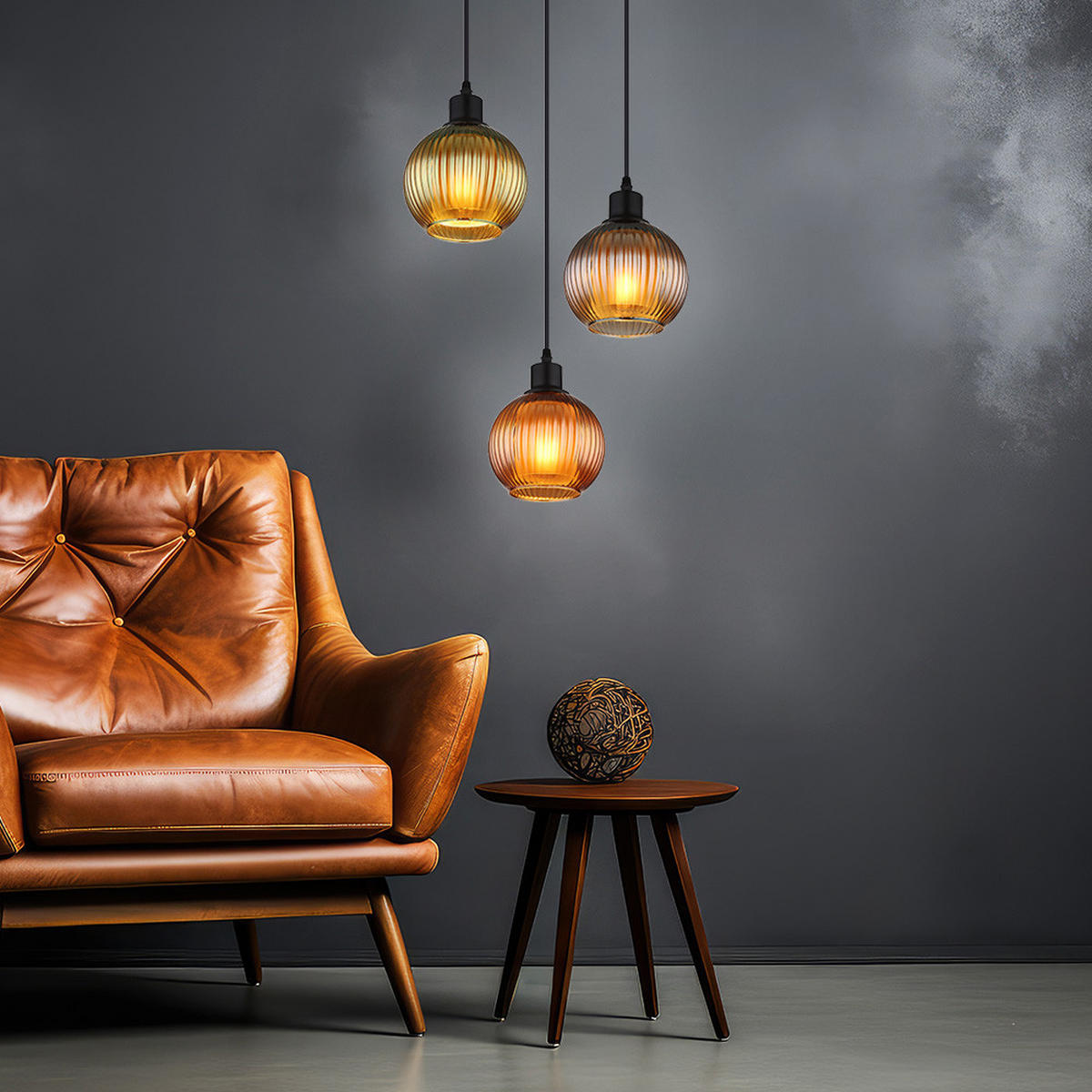 HÄNGELEUCHTE Metall Schwarz-matt ZUMBA - Multicolor, Glas (36/36/120cm) - Globo Lighting