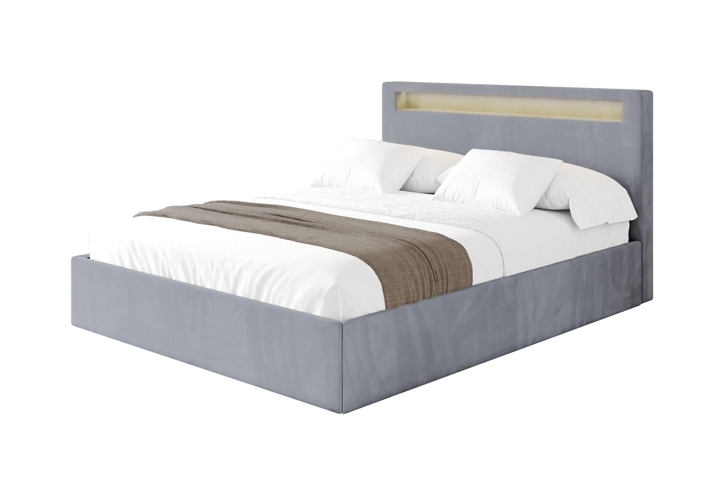 ČALOUNĚNÁ POSTEL s úložným prostorem a roštem, postel bez matrace - GOLA 180x200 Šedá - šedá, kompozitní dřevo/textil (180/200cm) - ALTDECOR