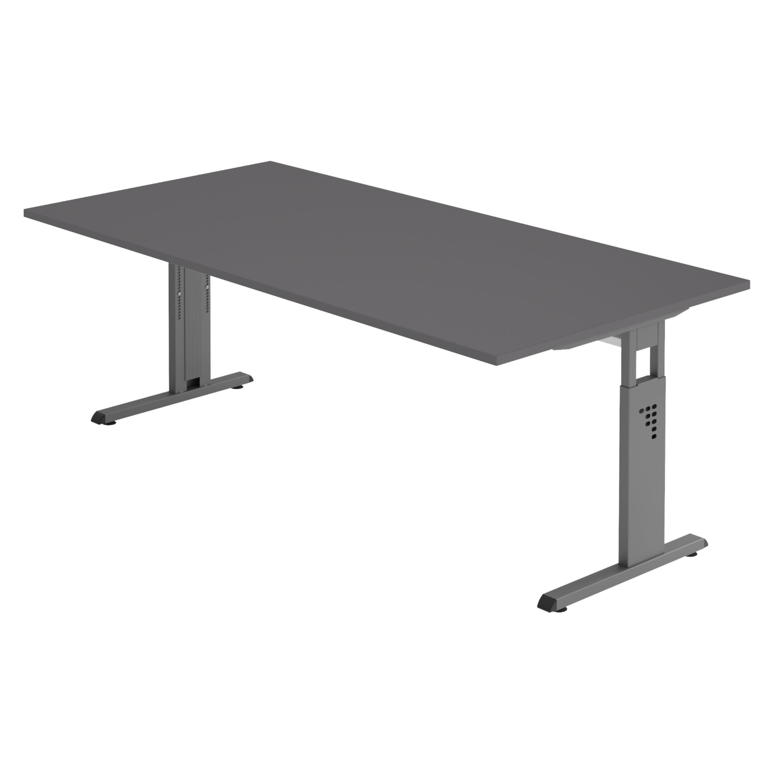 SCHREIBTISCH Serie-O 100/200/74 cm in Graphitfarben/Graphitfarben - Graphitfarben, Holzwerkstoff (100/200/74cm) - bümö