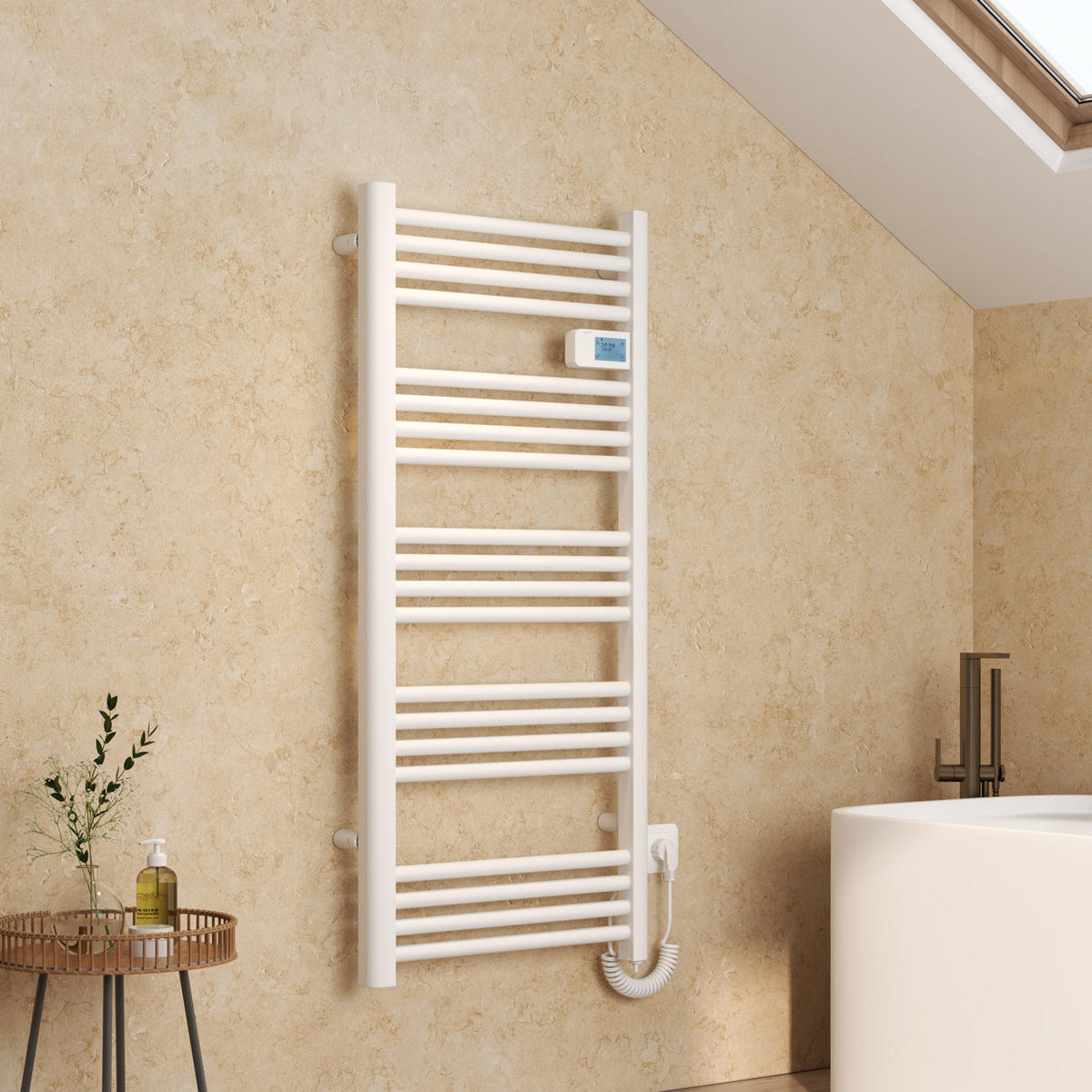 HEIZKÖRPER Elektrischer Handtuchhalter Weiß 120/54/4,3 cm - Weiß, Metall (54/120/4.3cm) - EMKE