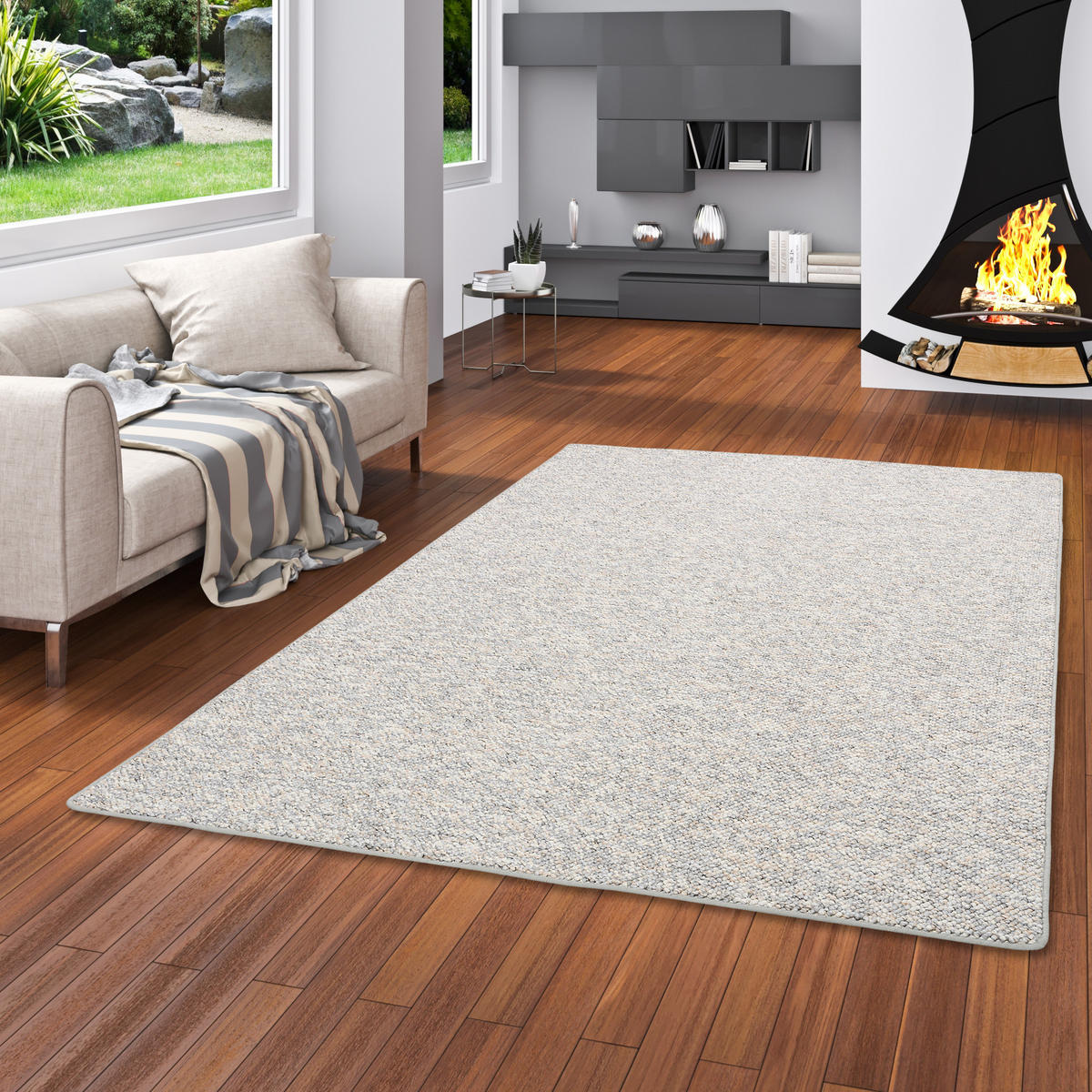 LUXUS WOLL-OPTIK BERBER JUNA MELIERT - Grau, Textil (160/160cm) - Snapstyle