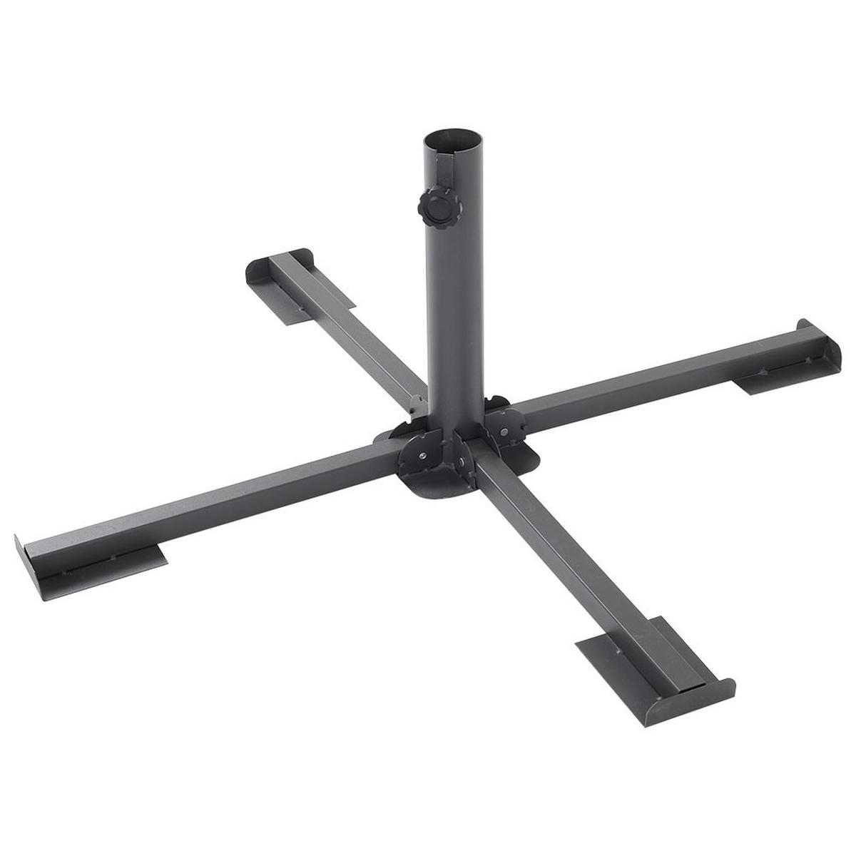 SONNENSCHIRM-KREUZSTÄNDER klappbar aus Edelstahl in Grau zusammenklapp platzsparend wetterfest und robust 86 × 86 × 33 cm 1,5kg - Grau, Metall (86/86cm) - Livingandhome