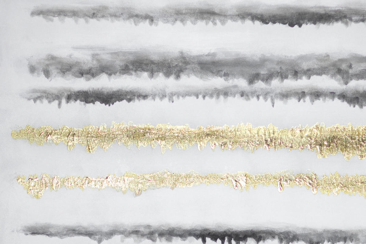 ACRYLBILD HANDGEMALT Weiß 83/123 cm - Schwarz/Grau, Textil (82.5/122.5cm) - KUNSTLOFT