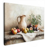 LEINWANDBILD Obst - Kräuter - Ländlich Wandbilder 80x60 cm - Naturfarben, Textil (80/60cm) - MuchoWow