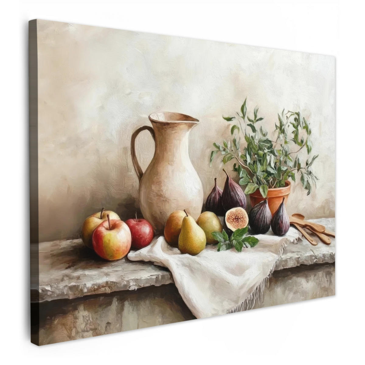 LEINWANDBILD Obst - Kräuter - Ländlich Wandbilder 80x60 cm - Naturfarben, Textil (80/60cm) - MuchoWow