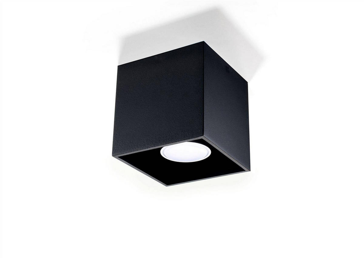 DECKENLEUCHTE Aluminium Schwarz - Schwarz, Metall (10/10/10cm) - Sollux Lighting