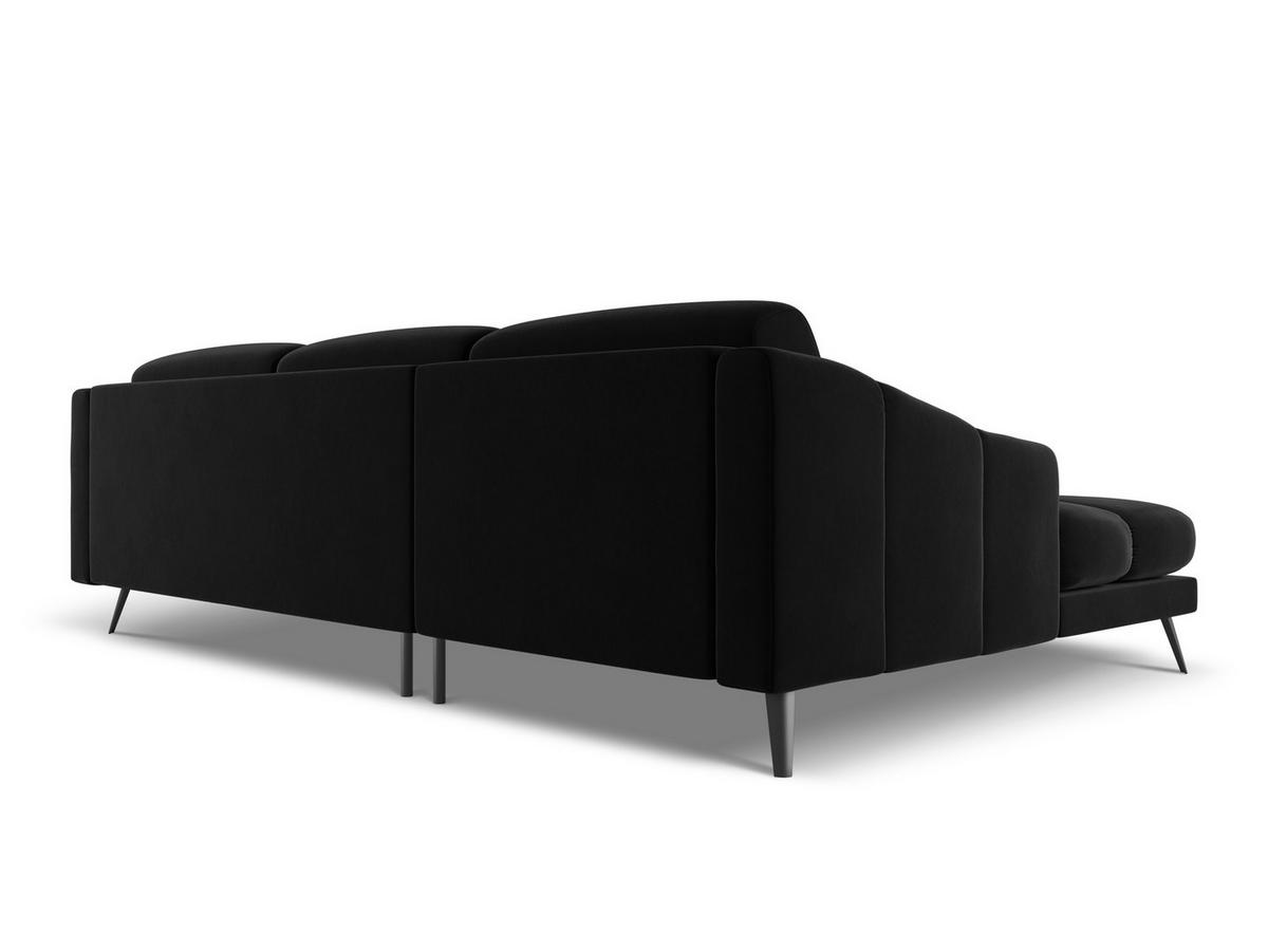 ECKSOFA Links Samt Stoff Schwarz - Schwarz, Textil/Metall (160/264cm) - Makamii