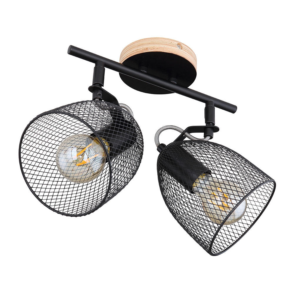 DECKENLEUCHTE Metallgeflecht Schwarz Holz - Schwarz, Holzwerkstoff (27/13/26cm)