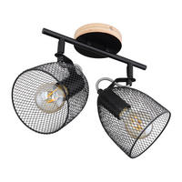 DECKENLEUCHTE Metallgeflecht Schwarz Holz - Schwarz, Holzwerkstoff (27/13/26cm)