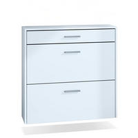 HÄNGENDER-SCHUHSCHRANK Roma Air Schmal mit 2 Klappen und 1 Schublade, Platzsparender Schuhkipper, Weiß matt (89 x 87 x 23 cm) - Weiß, Holzwerkstoff (89/87/23cm) - InnoFurn