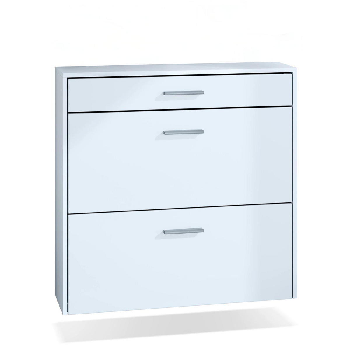 HÄNGENDER-SCHUHSCHRANK Roma Air Schmal mit 2 Klappen und 1 Schublade, Platzsparender Schuhkipper, Weiß matt (89 x 87 x 23 cm) - Weiß, Holzwerkstoff (89/87/23cm) - InnoFurn