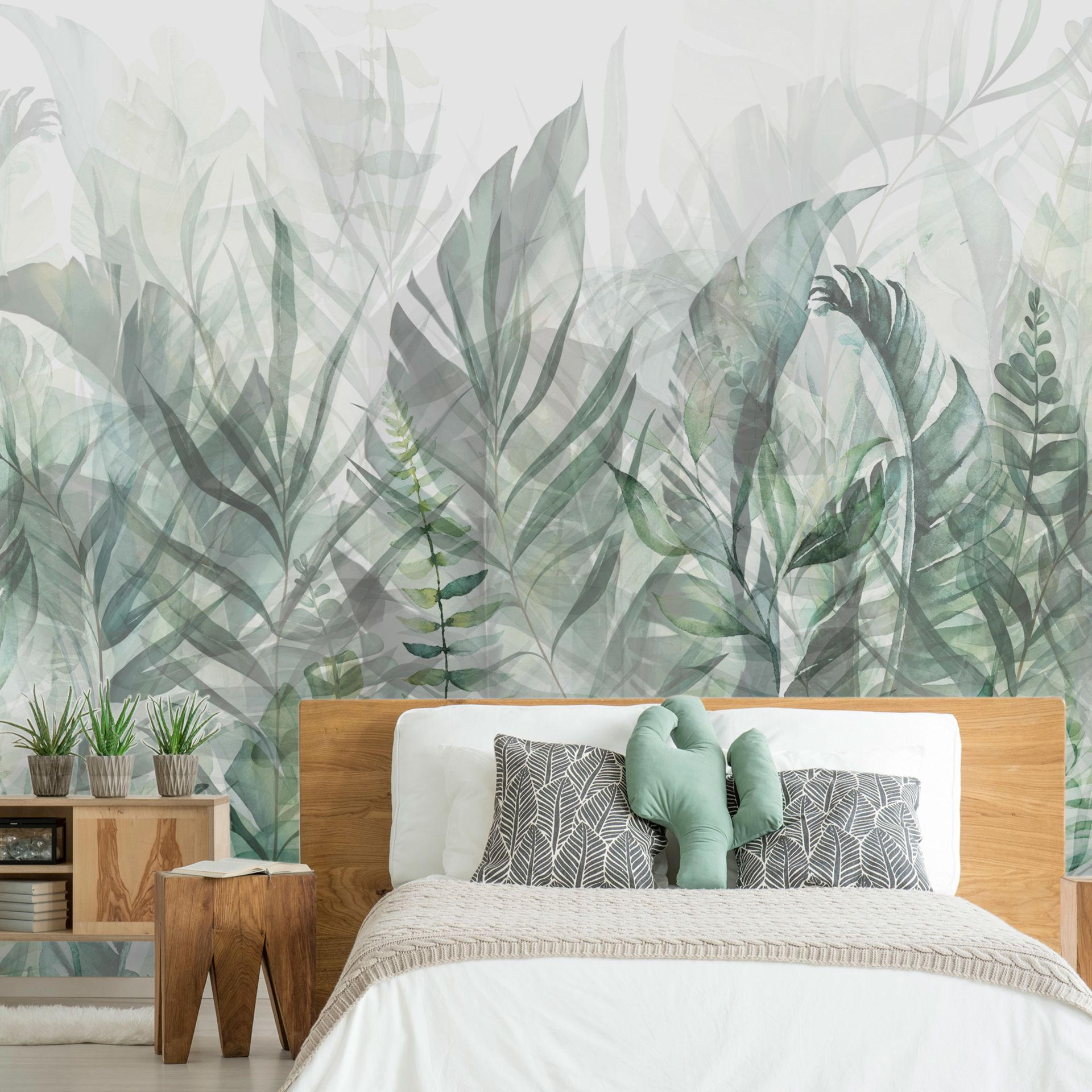 SELBSTKLEBENDE FOTOTAPETE 392/280 cm - Weiß/Grün, Kunststoff/Textil (392/1cm) - KUNSTLOFT