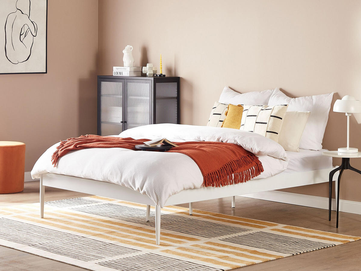 BETT mit Lattenrost 140x200 cm Weiß Vaurs - Weiß, Metall (140/200cm) - Beliani