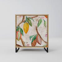 SIDEBOARD COCOA FRUITS, Eichefarben, 57,5x42x67,5 cm, Schwarze Metall-Rahmenfüße - Eichefarben/Multicolor, Holzwerkstoff/Metall (57.5/67.5/42cm) - SpaceRebels