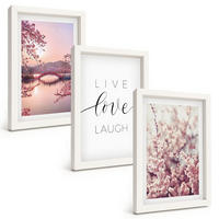 BILDER SET 3er Set - 20x30 cm Weißer Rahmen - Blumenbrücken-Inschriftenmotiv - Weiß, Kunststoff (20/30cm) - TULUP