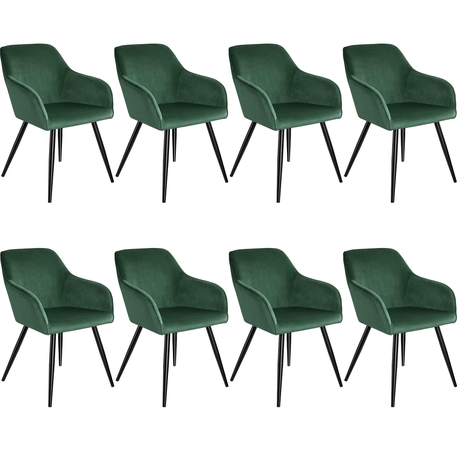 ESSZIMMERSTUHL 8er Set Marilyn 58 x 62 x 82 cm dunkelgrün/schwarz - Dunkelgrün/Schwarz, Textil (58/82/62cm) - tectake