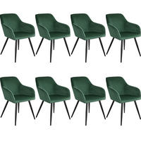 ESSZIMMERSTUHL 8er Set Marilyn 58 x 62 x 82 cm dunkelgrün/schwarz - Dunkelgrün/Schwarz, Textil (58/82/62cm) - tectake