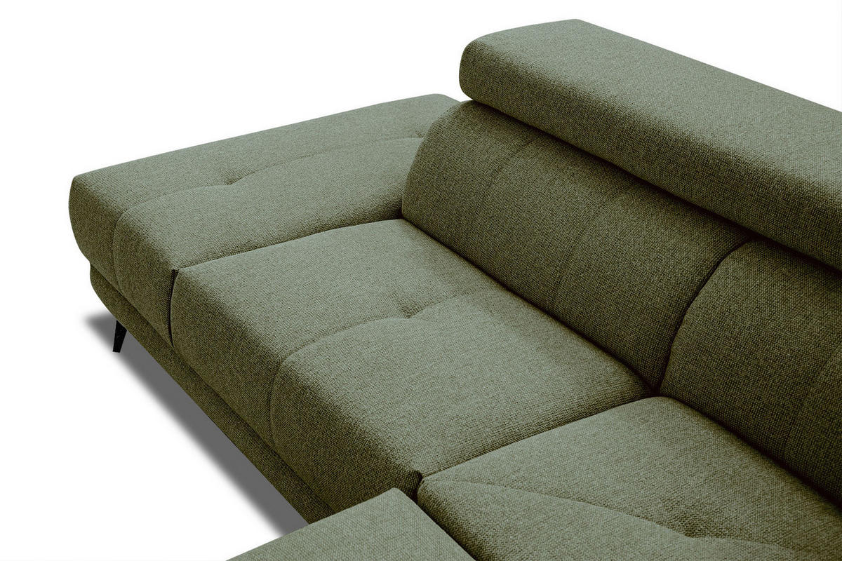 ECKSOFA MORELLO 5-Sitzer, olivgrün - Schwarz/Olivgrün, Holzwerkstoff/Textil (158/269cm) - Courtois Laville