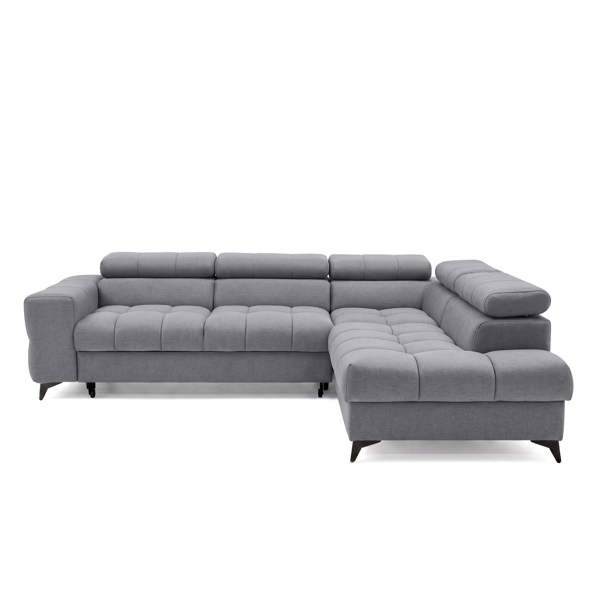 ECKSOFA PUDDING L Rechts mit Schlaffunktion 125x195 Velours Dunkelgrau - Dunkelgrau/Schwarz, Holz/Textil (275/203cm) - Muffo