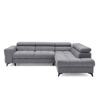 ECKSOFA PUDDING L Rechts mit Schlaffunktion 125x195 Velours Dunkelgrau - Dunkelgrau/Schwarz, Holz/Textil (275/203cm) - Muffo