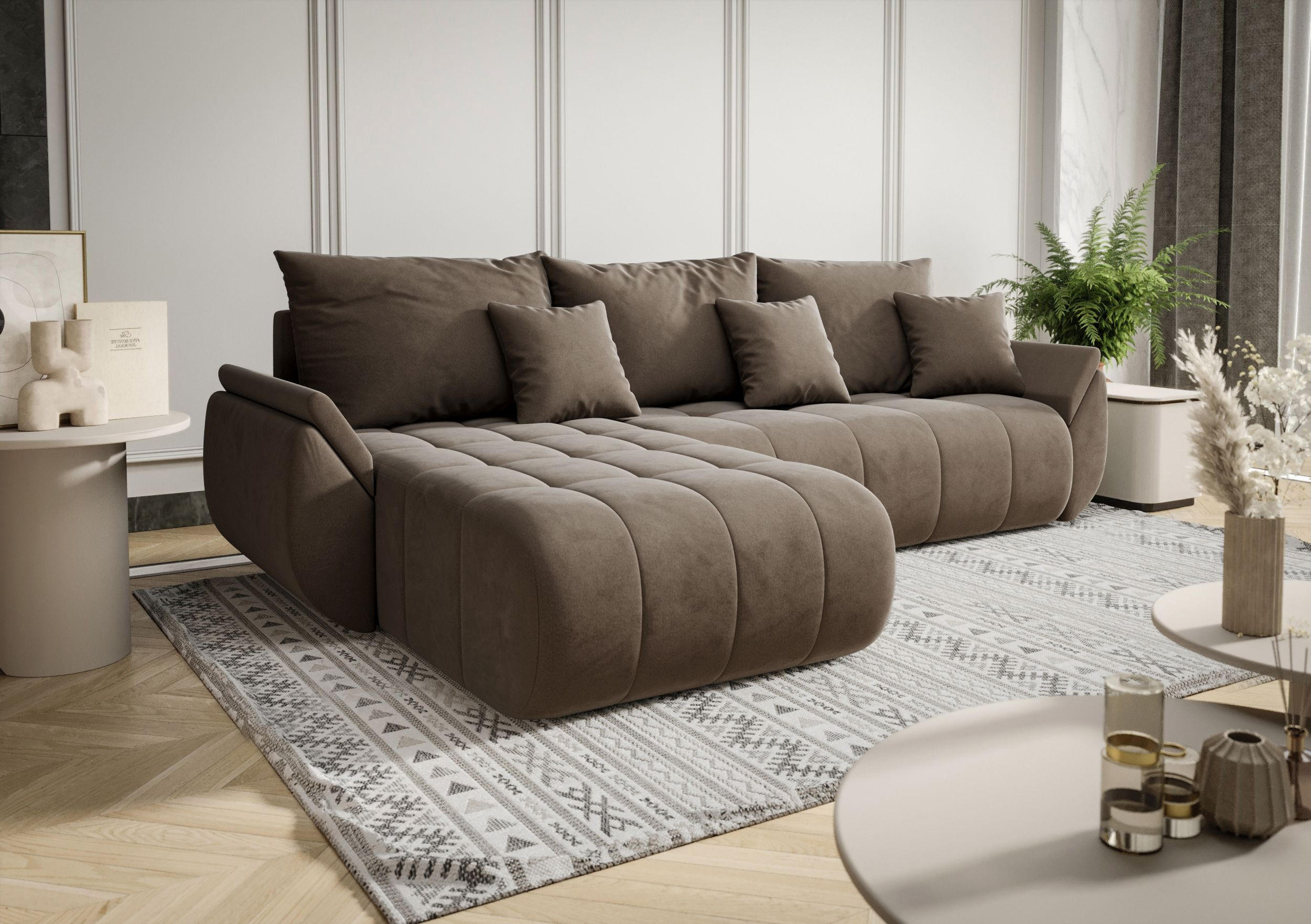 ECKSOFA mit Schlaffunktion TOKYO L Monolith 09 Links - Braun, Textil (280/185cm) - Bedante