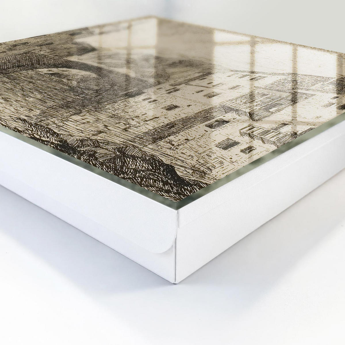 SCHLÜSSELBOX Weiß 30x30 cm – Türöffnung nach rechts - Antike Atmosphäre - Beige, Metall (30/30/5cm) - TULUP