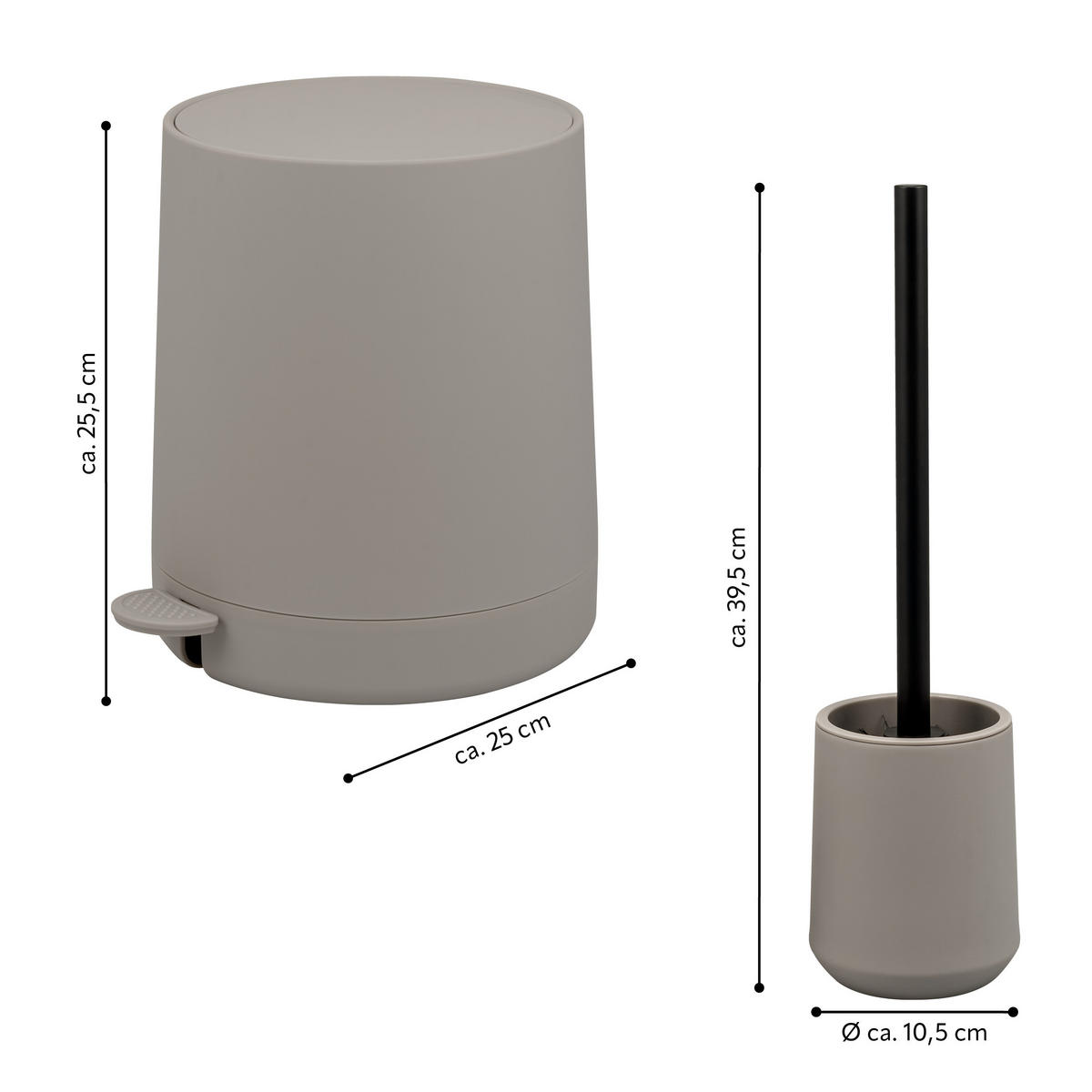 BAD-ACCESSOIRES-SET TESERO, Soft-Touch, braun - Braun, Kunststoff (22.5/25.5/25cm) - eluno