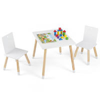 KINDERSITZGRUPPE Holz weiß(3-tlg) - Weiß, Holzwerkstoff (63/49/52.5cm) - COSTWAY