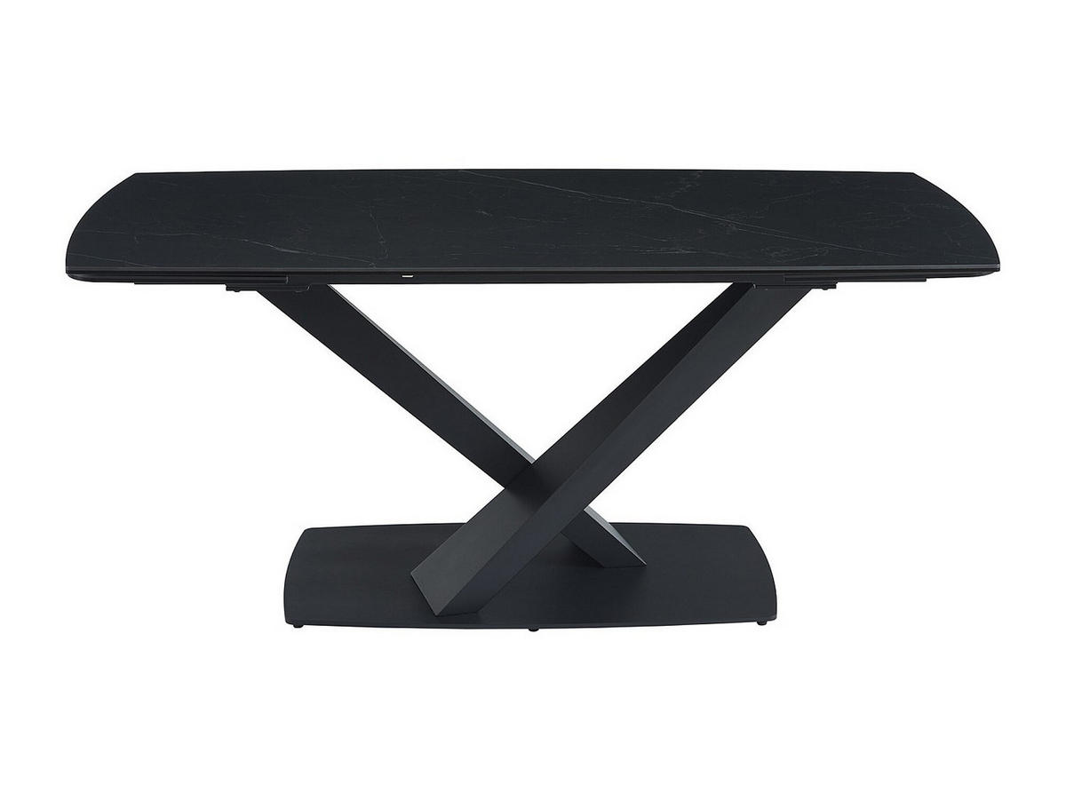 ESSTISCH ausziehbar - 6 bis 10 Personen - Sicherheitsglas, Keramik & Metall - Marmor-Optik Schwarz - MALATA - Schwarz, Glas (260/90/76cm) - Vente-Unique