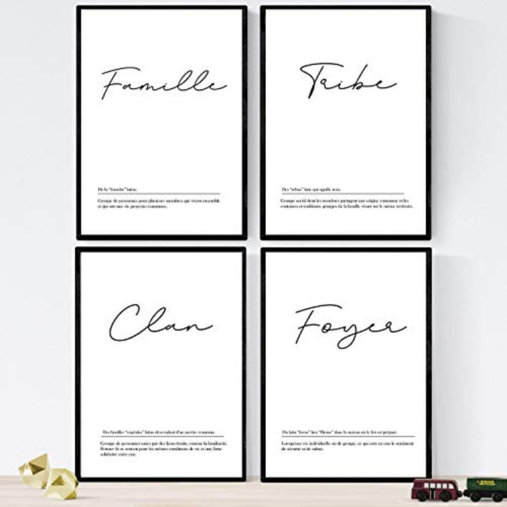 POSTER Set mit 4 Worten auf Französisch A4 Rahmenlos - Klar, Papier (29.7/3cm) - Nacnic