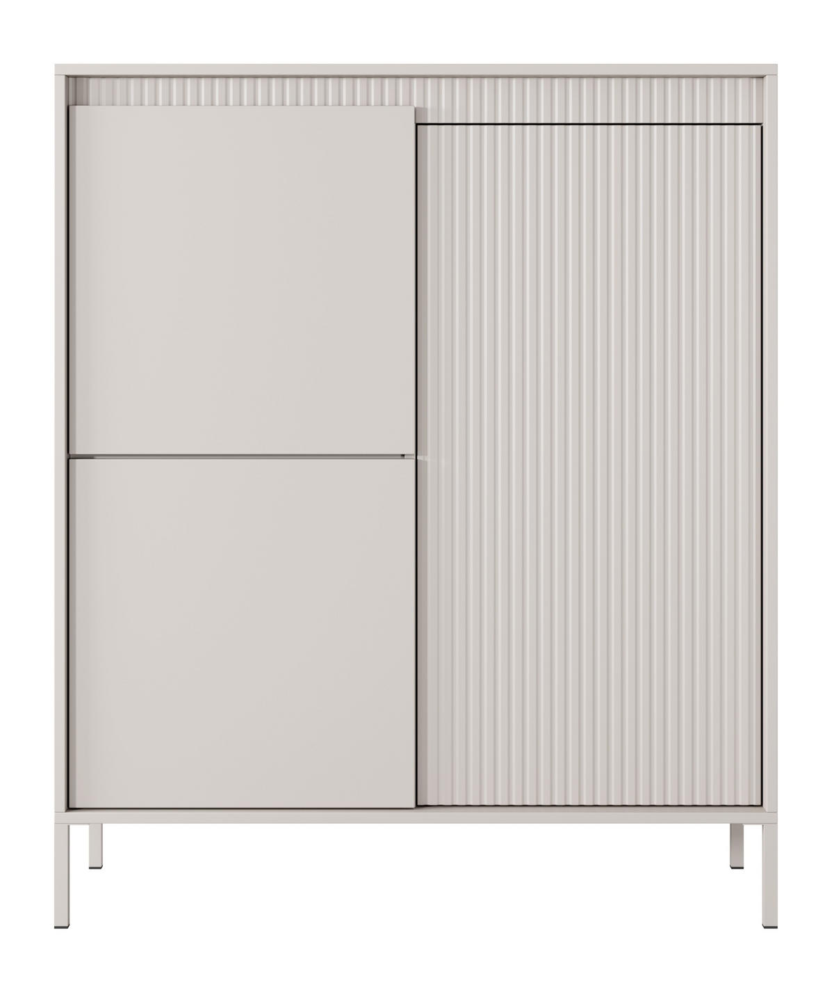 KOMMODE Beige ENSO Geriffelt 3 Türen - Beige, Holzwerkstoff (103.5/123.4/39.5cm) - Sepro Meble