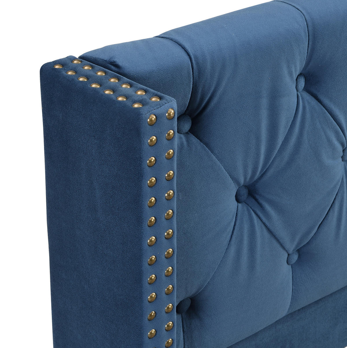 POLSTERBETT 90/200 cm Blau aus Samt mit Lattenrost - Blau, Textil (90/200cm) - OKMYHOME