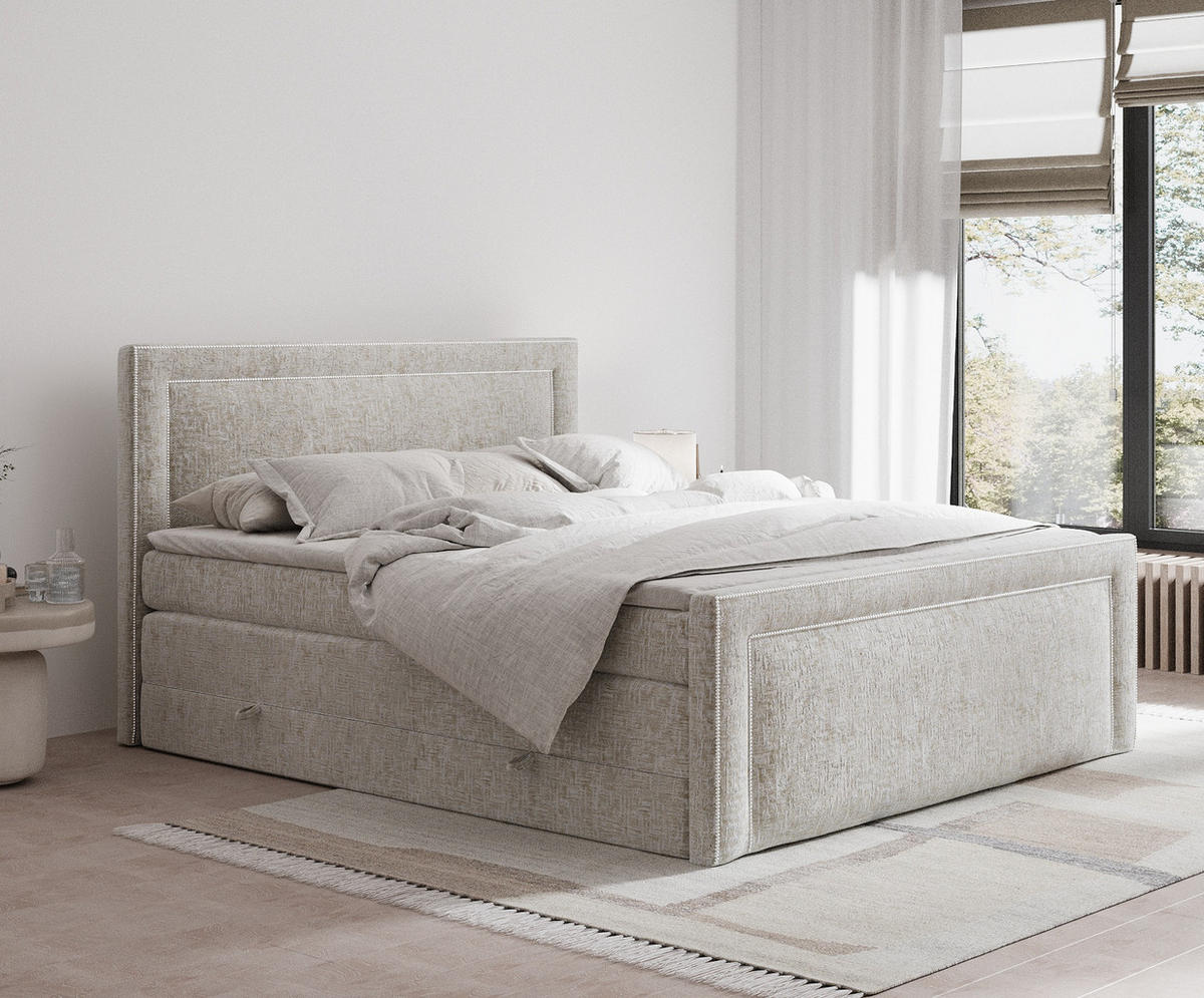 BOXSPRINGBETT Luxora Beige 140/200 cm - Beige/Schwarz, Holz/Holzwerkstoff (140/200cm) - Maison de Reve