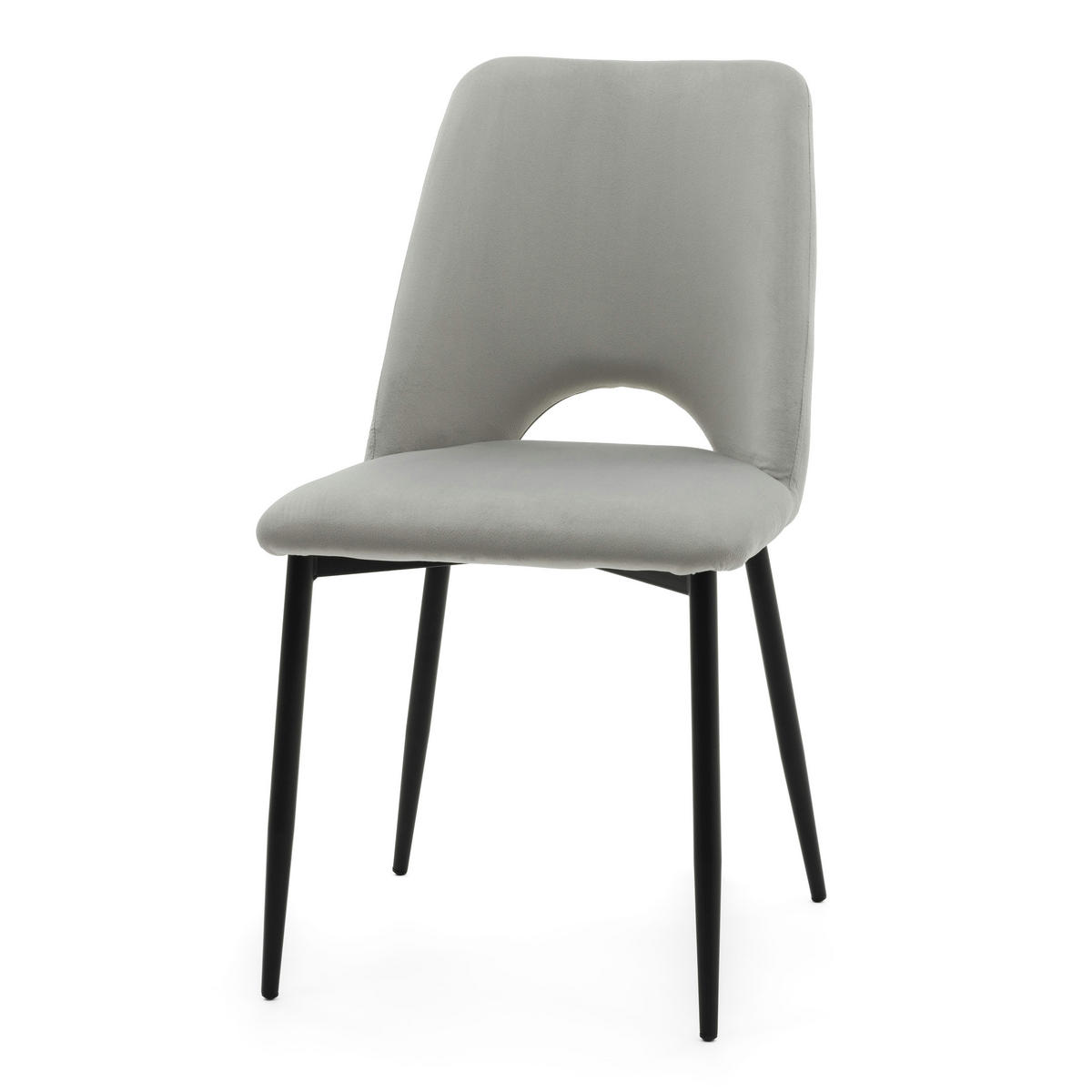 STUHL ORO gepolsterter mit Steppung - hellgrau - Samt Velour - Hellgrau/Schwarz, Textil/Metall (47/91/55cm) - NEW HOME