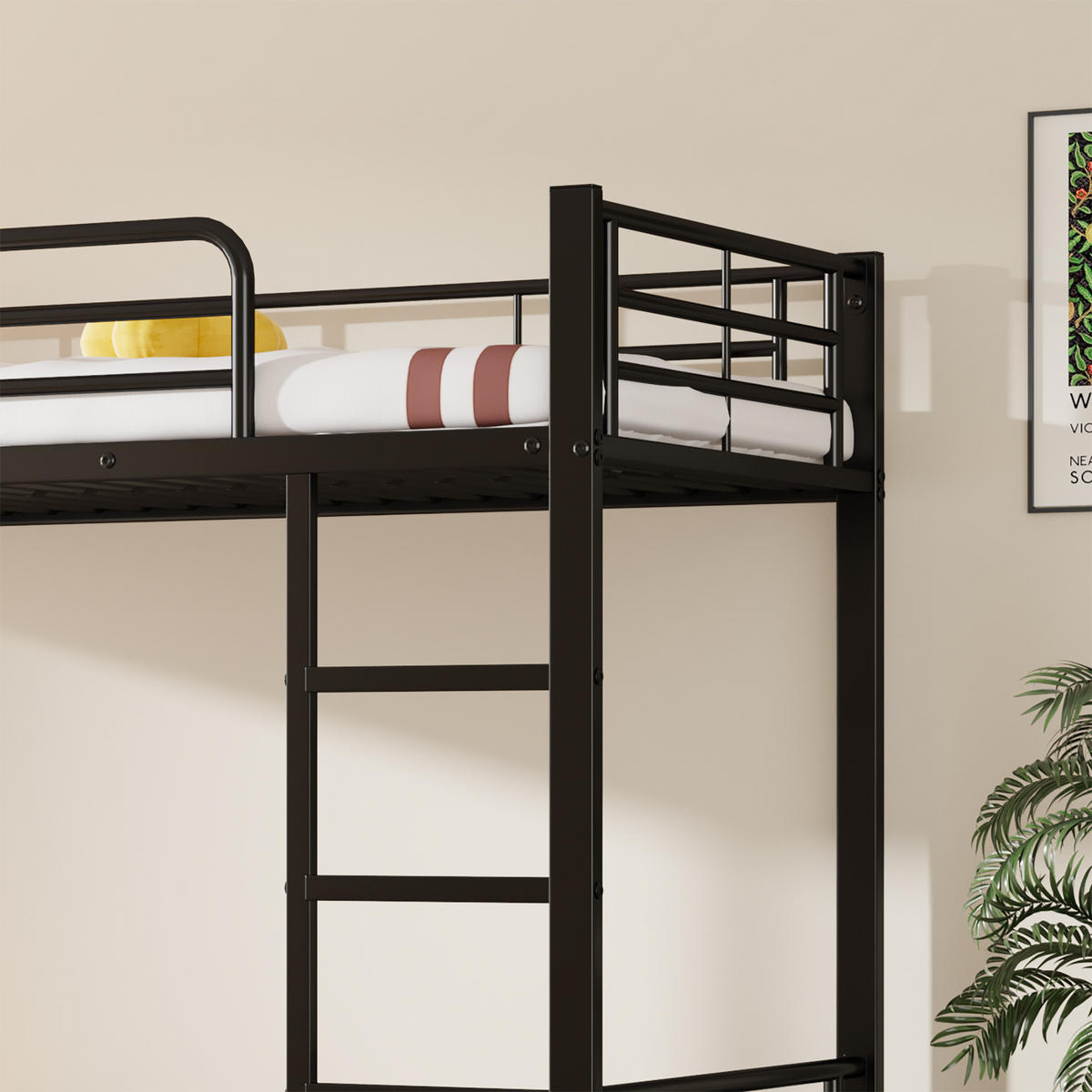 ETAGENBETT Etagenbett mit Ausziehbett Schwarz - Schwarz, Metall (90/200cm) - ComfortXL