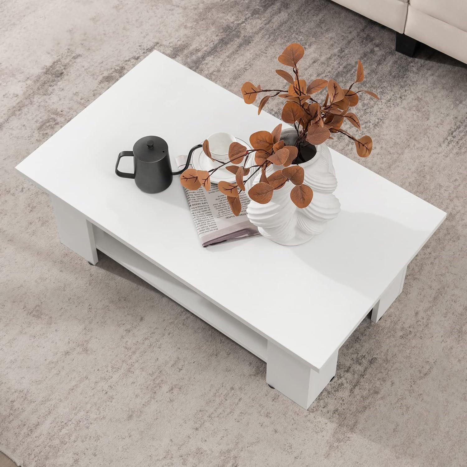 COUCHTISCH Weiß - Weiß, Holz (90/52/32cm) - COSTWAY