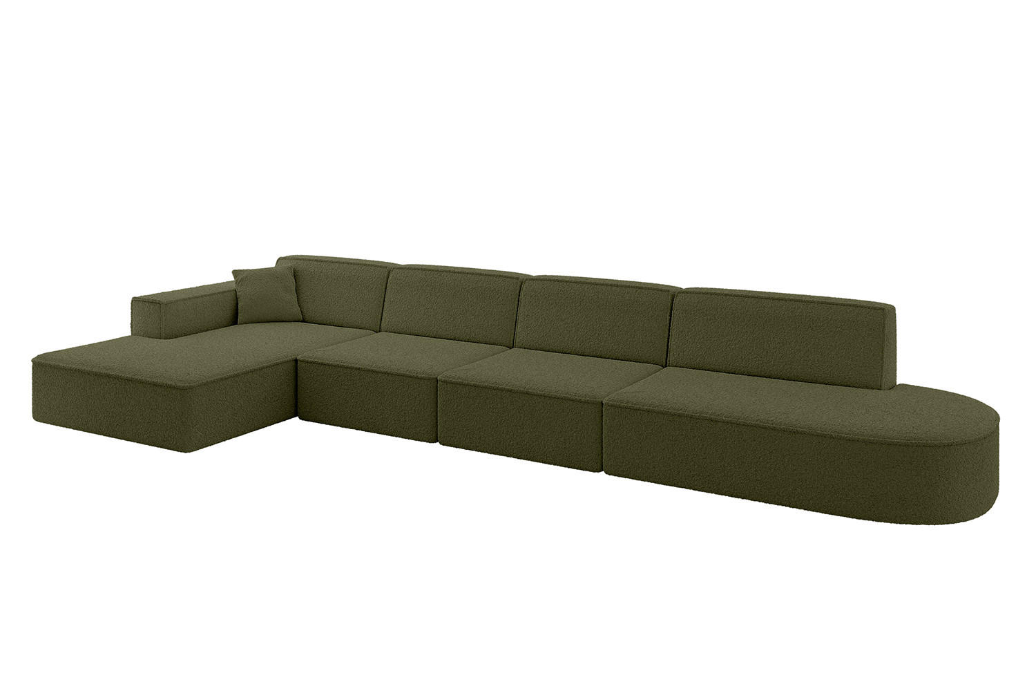 ECKSOFA Ottomane Links IREA-L3-v4 - 413x171x79 cm Grün - Platinfarben/Olivgrün, Holzwerkstoff/Textil (413/171cm) - ALTDECOR