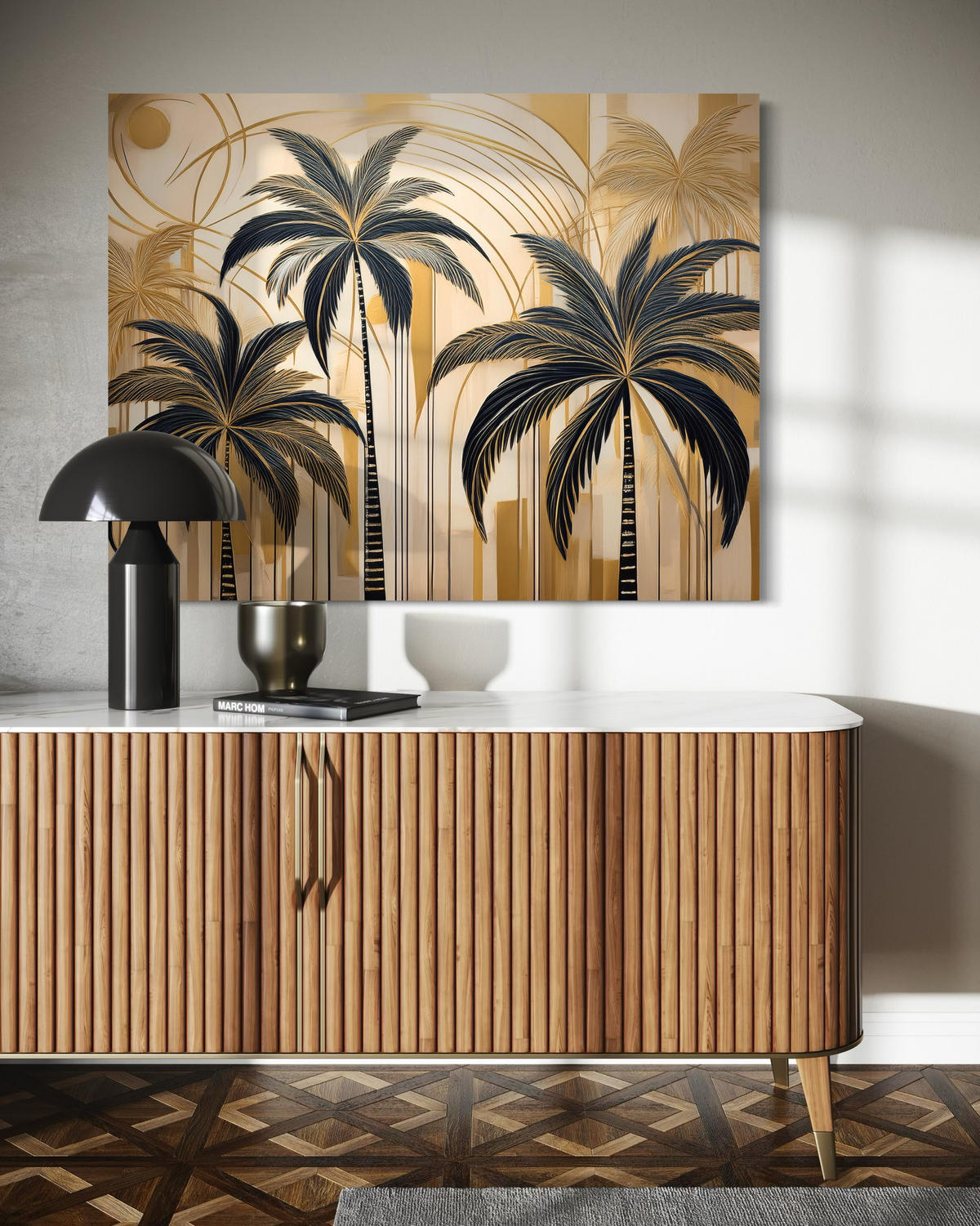 WANDBILD tropische palmen natur - Beige, Textil (60/40cm) - Feeby