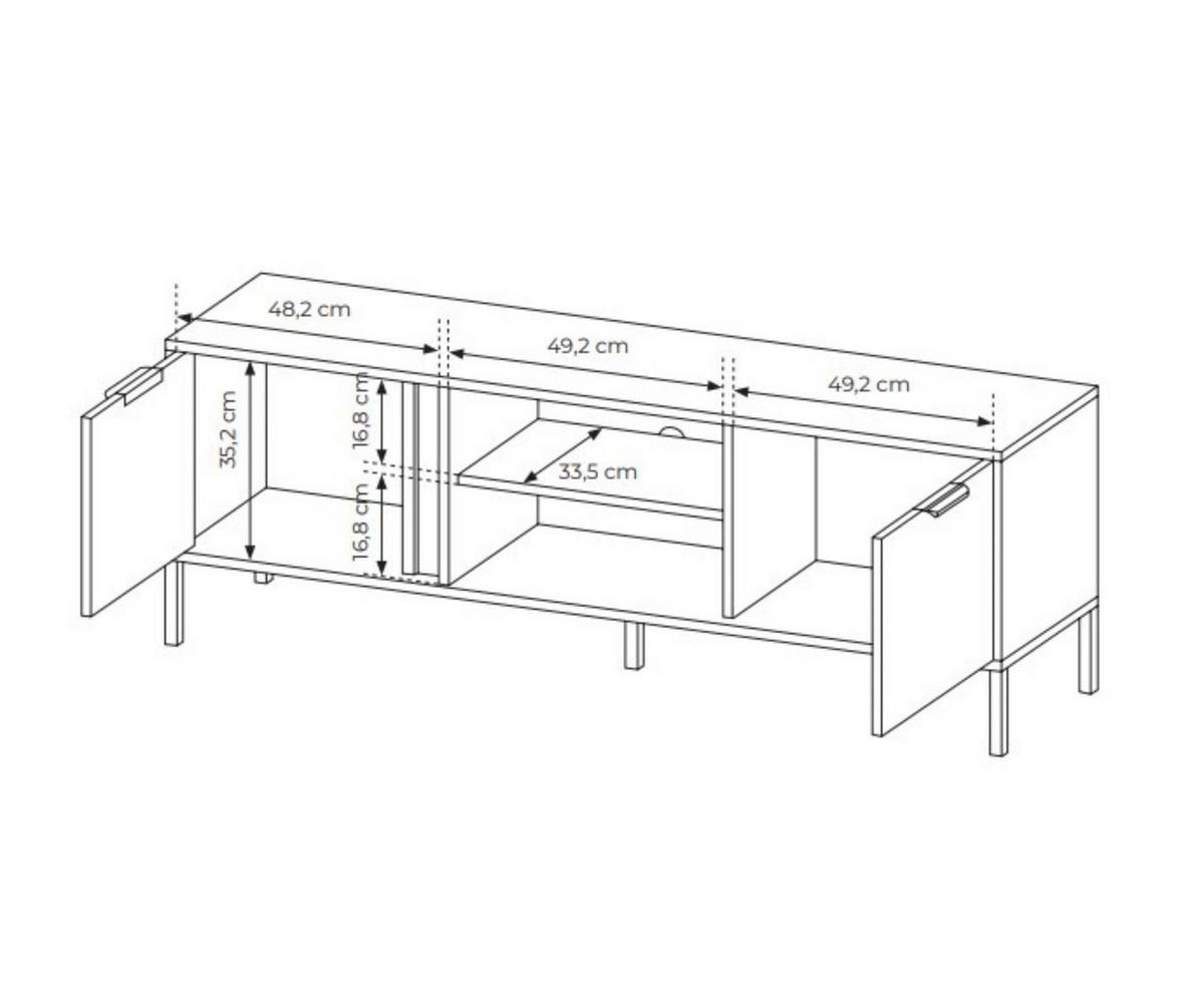 TV-SCHRANK Lars Antrazit, zweitüriger TV-Tisch - Anthrazit, Holzwerkstoff/Metall (153/53/40cm) - Bettso