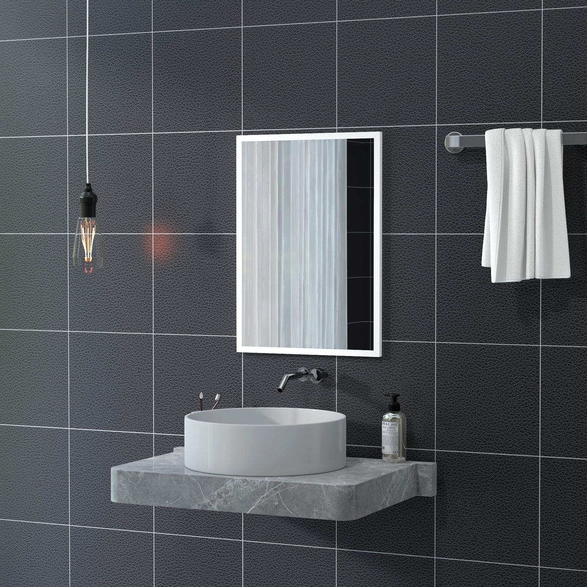 WANDSPIEGEL DE-14337 rechteckig 50x70 cm Weiß - Weiß, Glas (50/70/2cm) - ComfortXL