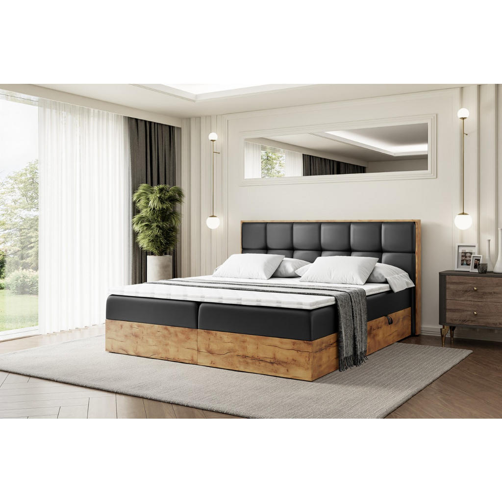Thumbnail - Altdecor Boxbett, Schwarz, Holzwerkstoff, Höhe ca. 20 cm, 140x200 cm, Schlafzimmer, Betten, Boxspringbetten