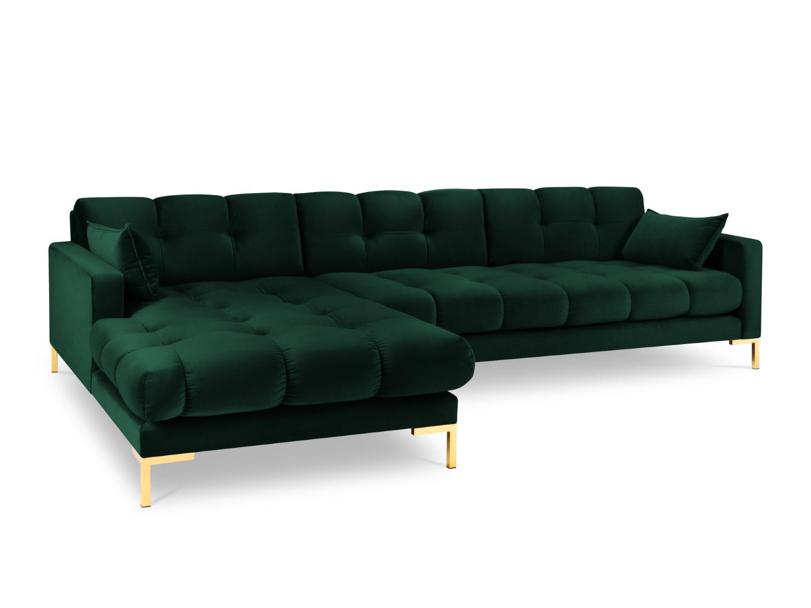 ECKSOFA links Mamaia aus Samt flaschengrün 5 Sitzplätze - Grün, Textil (185/293cm) - Micadoni