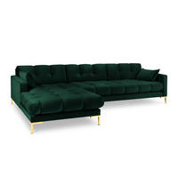 ECKSOFA links Mamaia aus Samt flaschengrün 5 Sitzplätze - Grün, Textil (185/293cm) - Micadoni