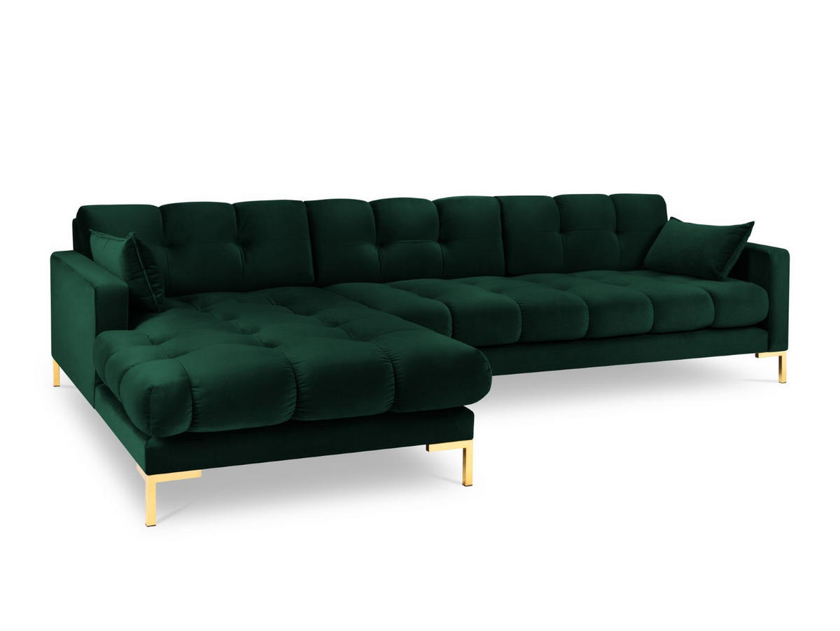 ECKSOFA links Mamaia aus Samt flaschengrün 5 Sitzplätze - Grün, Textil (185/293cm) - Micadoni
